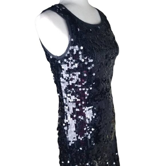 Black Sequined Bodycon Special Occasion Formal Evening Cocktail Mini Dress - Picture 5 of 9